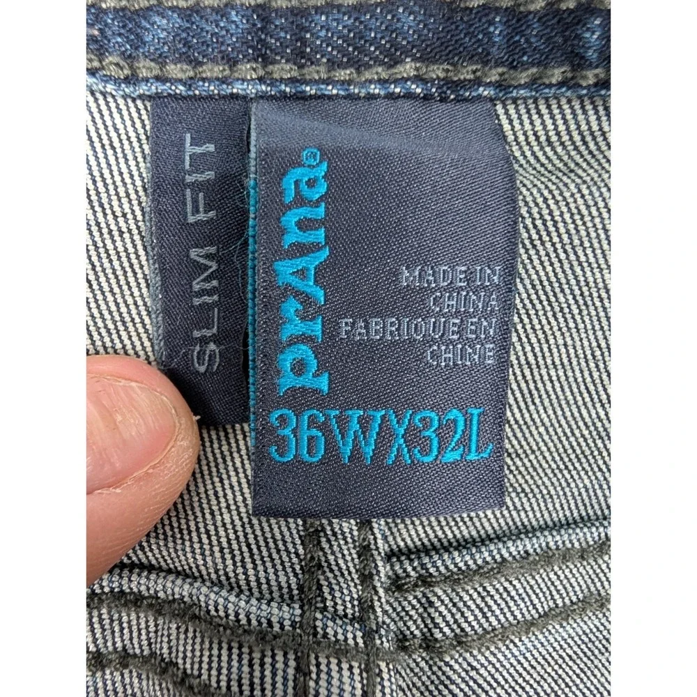 Prana Jeans Mens 36x32 Manchester Blue Slim Fit Outdoors Casual Denim